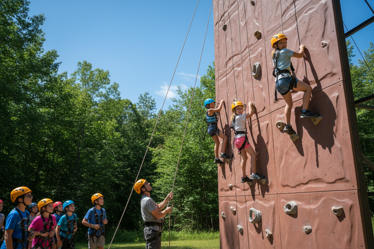 Campers climbing
